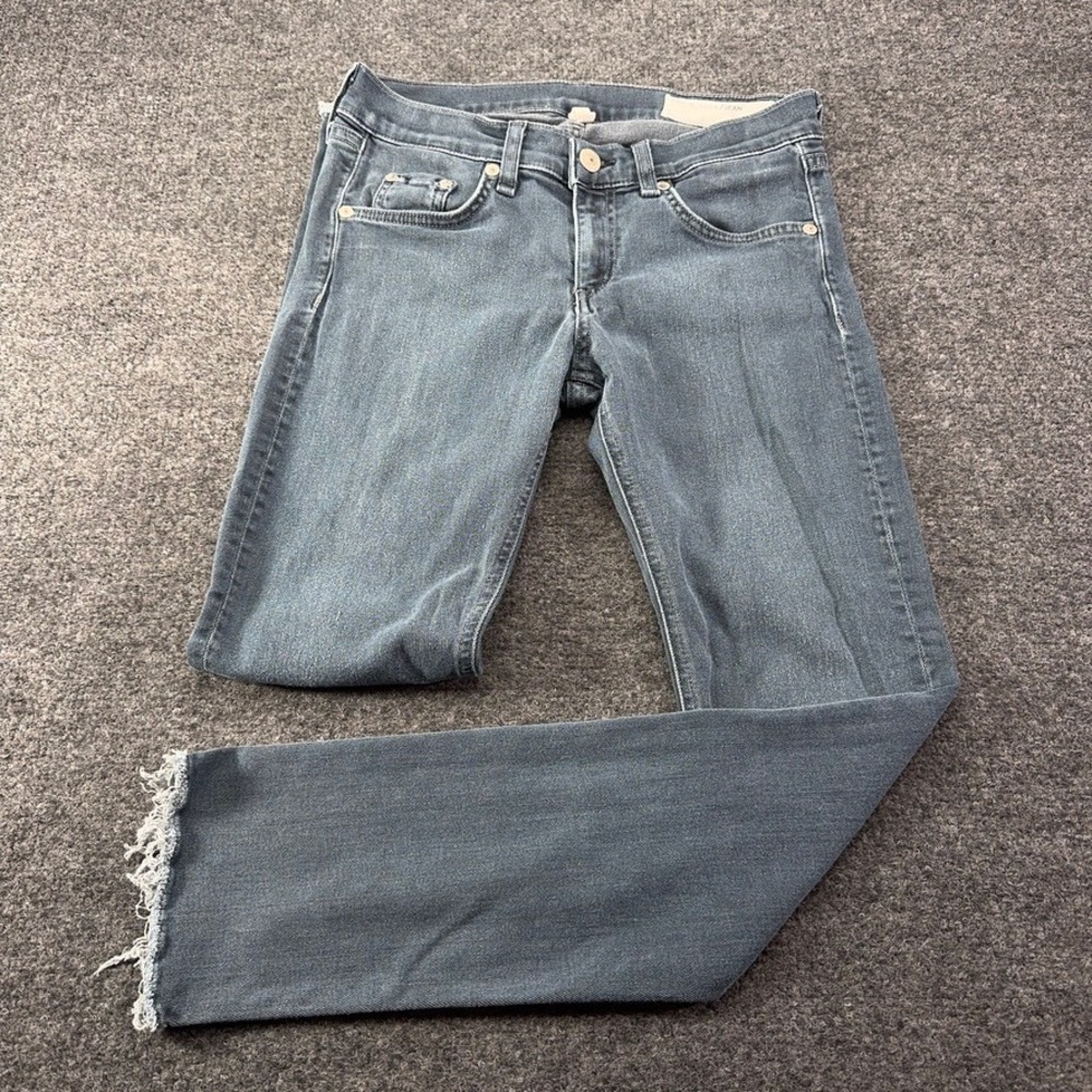 Rag & Bone Jean Capri Hanford Blue Raw Hem Stretch Denim Jeans 26